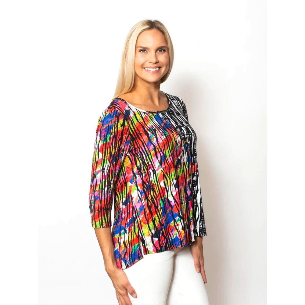 SNOSKINS Ballet High-Low Jersey Knit Top USA Made Artsy Split-Panel Size Small